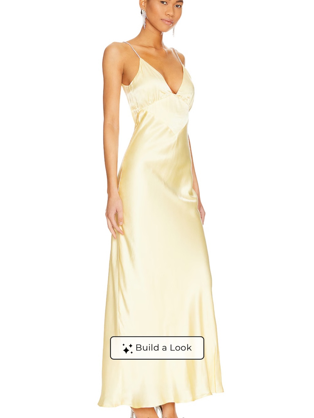 Bardot Pale Yellow Satin Slip Maxi Dress - Picture 2 of 4